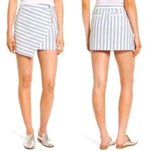 Rebecca Minkoff Gigi Linen Asymmetrical Striped Mini Zip Skirt XS